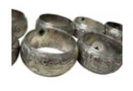 Lot of 8 Silver Tone Napkin Rings Tarnished Made in India Pretty