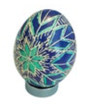 Pysanka Easter Egg Art Dyed Blown Hen Shell Blue Hand Painted