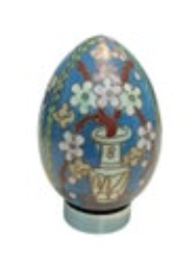 Multicolor Cloisonne Style Floral Dogwood Asian Art Decorative Egg 3”