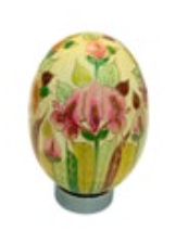 Multicolor Hand Painted Wooden Art Decorative Egg 3” Iris Floral Gold Accents