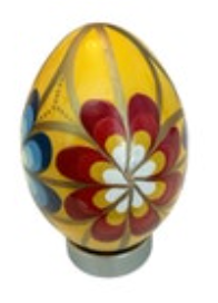 Pysanka Wooden Polish Easter Egg Art Hand Painted Flowers Multicolor