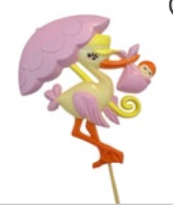 Vintage Stork With Baby Plastic Figurine Baby Shower Nursery