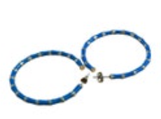 Blue Gold Tone Enamel Bamboo Style Hoops Pierced Vintage Preppy 2”