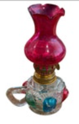 VTG 7" Tall Hurricane Oil Lamp Multicolored Bubble Glass Painted Vintage