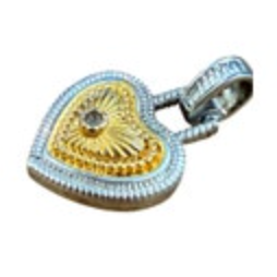 Vintage Heart Pendant Mixed Metal Unsigned Gold & Silver plated Valentines Love