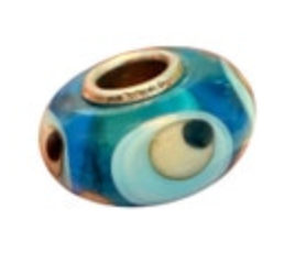 Trollbeads Blue Glass Eye Bead Slide Sterling Silver Sea Ocean