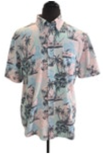 Huk Shirt Mens Large Fishing Boat Palm Trees Tropical Hawaiian Button Up