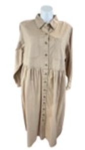Vintage 80s 90s Hunter's Run Modest Beige Denim Teachers Dress Size B6