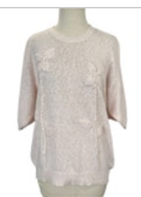 Vintage Pink Knit S/S Cotton Ramie Pullover Crew Neck Casual Sweater