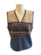 Vintage Talbots Medium Blue 100% Wool Fair Isle Stripe V-Neck Sweater Vest