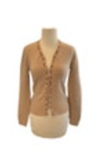 Vintage Simonetta Womens Wool Cardigan Beige Floral Embellishment Coquette READ
