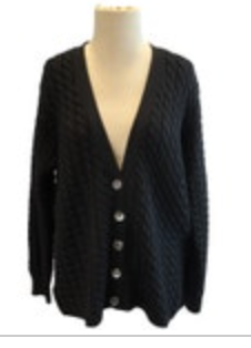 Henri Bendel Black Womens Small Long Sleeve Cardigan Button 100% Wool