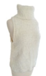 Size M Show Me Your Mumu Sweater Womens Cream Fauna Turtleneck Sleeveless Fuzzy