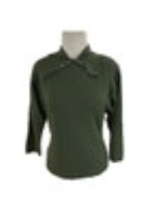 Vintage Brittany Club Green Knit Sweater Convertible Neckline 1970s READ