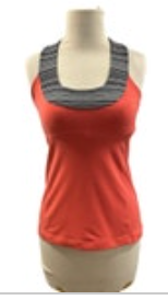 Lululemon Athletic Racerback Built In Bra Tank Top Salmon Gray Women's Sz 8 Mesh