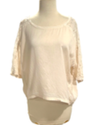 Staring At Stars Anthropologie Womens Small Cream Short Sleeve Lace Accent