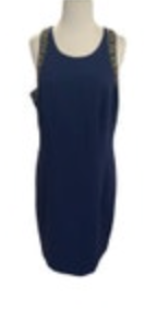 NWT Lilly Pulitzer Chrissy Shift 14 Dress Navy Gold Beaded Sleeveless MSRP $268
