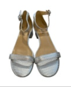 Vaneli Women’s Silver Sandals Size 8 M Van Eli Ankle Strap Heels Dressy