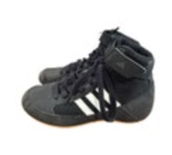 Adidas HVC 2 Wrestling Shoes Youth 12k Black White AQ3327 Suede Mesh Kids