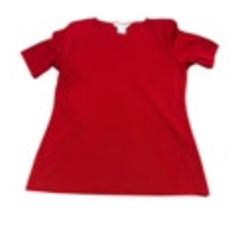 Misook Small Blouse Red Round Neck Shoulder Pads Acrylic