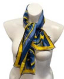 Vintage NOS Scarves by Vera Geometric Greek Key Scarf 14"x43” Yellow Blue