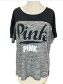Victorias Secret PINK Medium Crew Neck Black Gray T-Shirt