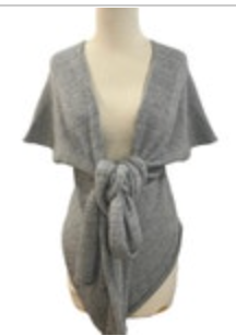 United Colors Of Benetton Womens Medium Asymmetrical Gray Wrap Tie Sweater