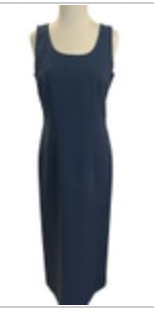 Laura Ashley US8/UK12 Maxi Dress Lined Navy Blue Classic Career Wear Sleeveless