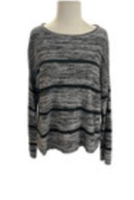 Eileen Fisher Med Petite Linen Knit Lightweight Gray Lagenlook Office Sweater