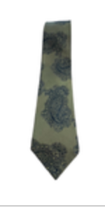 VINTAGE Mens Silk Narrow Gold Abstract Black Paisley Neck Tie