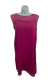 EILEEN FISHER 100% Sheer Silk Georgette Sleeveless Dress Raspberry L NWT $398