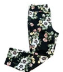 F&F Size 10 Womens Black Floral Stretch Cotton Blend Pull-on Pants EUC
