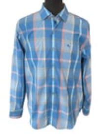 Tommy Bahama Island Zone Button Up Shirt Large Blue Orange Plaid Contrast Cuff