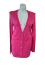 Lilly Pulitzer Women XL Pink Wool Blend Long Lagenlook Button Cardigan Sweater