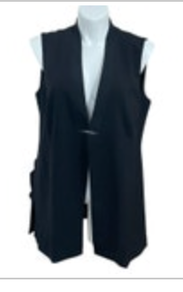 Lane Bryant Size 16 Womens Black Sleeveless Open Front Jacket Notch Lapel