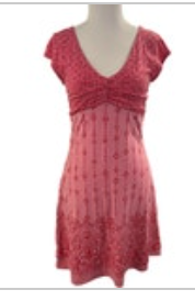 Athleta Dhara Dress Sz SP Coral Layered V-neck Ruched Boho Global Print