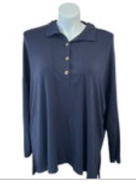 J Jill Pure Jill Womens Dark Blue Tranquility Fleece Collared Comfy Cozy READ