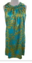 Tracy Negoshian Size S Women’s Sleeveless Blue & Gold Floral Sleeveless Dress