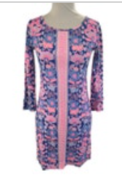 Lilly Pulitzer Sheath Dress Size XXS Pink Blue Multicolor Floral Stretch
