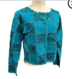 Small SMH Boutique Womens Teal Suede Patchwork Jacket Vintage