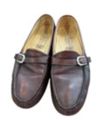 Martin Dingman Classic Diamond Mens 10M Buckle Loafer Brown Slip On Shoe