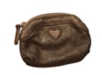 BRIGHTON Metallic Gray Brown Pebbled Leather Coin Purse Zip Pouch