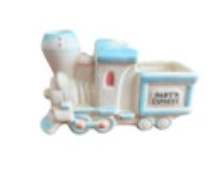Vintage Napco Baby’s Express Ceramic Train Planter Japan Blue Pink Nursery Decor