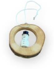 Rustic Wood Slice Snowman Christmas Ornament Handmade Holiday Decor