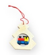 Wooden Christmas Tree Ornament with Colorful Toy Train Decoration