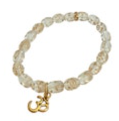 Clear Plastic Bead Bracelet Gold Om Charm Spiritual Yoga Stretch Jewelry