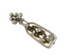 Silver Tone Gold Party Champagne Bottle Brooch Pin Metal Pop Celebrate