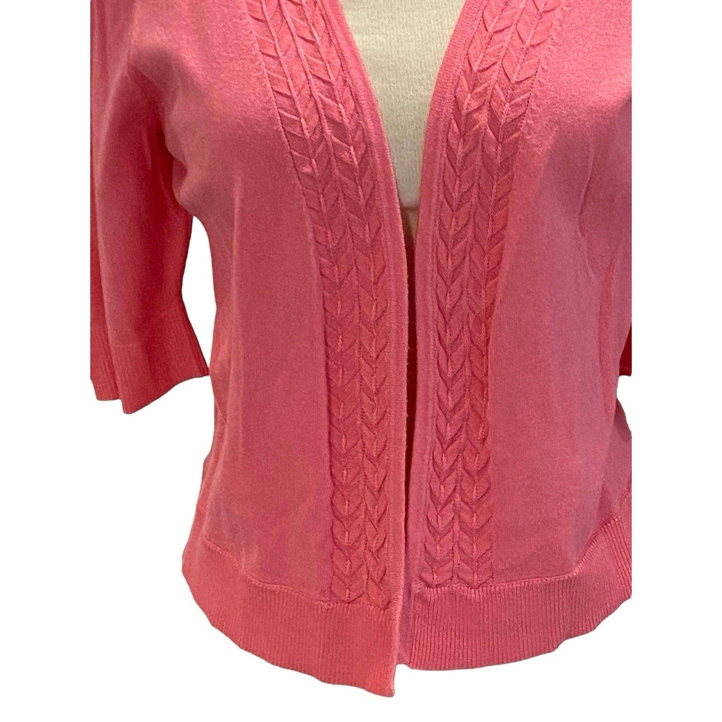 Charter Club Short Sleeve Pink Cardigan Sweater Size Medium Lightweight