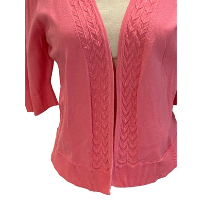 Charter Club Short Sleeve Pink Cardigan Sweater Size Medium Lightweight