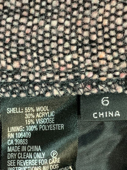 Size 6 Tahari Skirt Suit Jacket Tweed Lace Hem Black Pink Purple